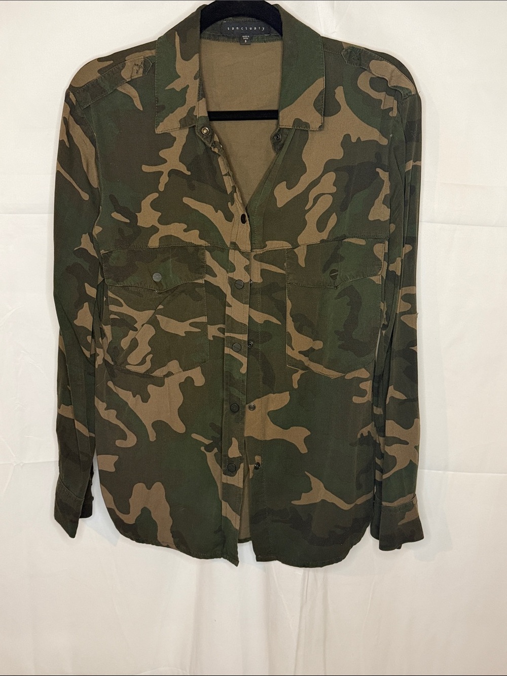 Sanctuary Green Camo Button Down Shirt